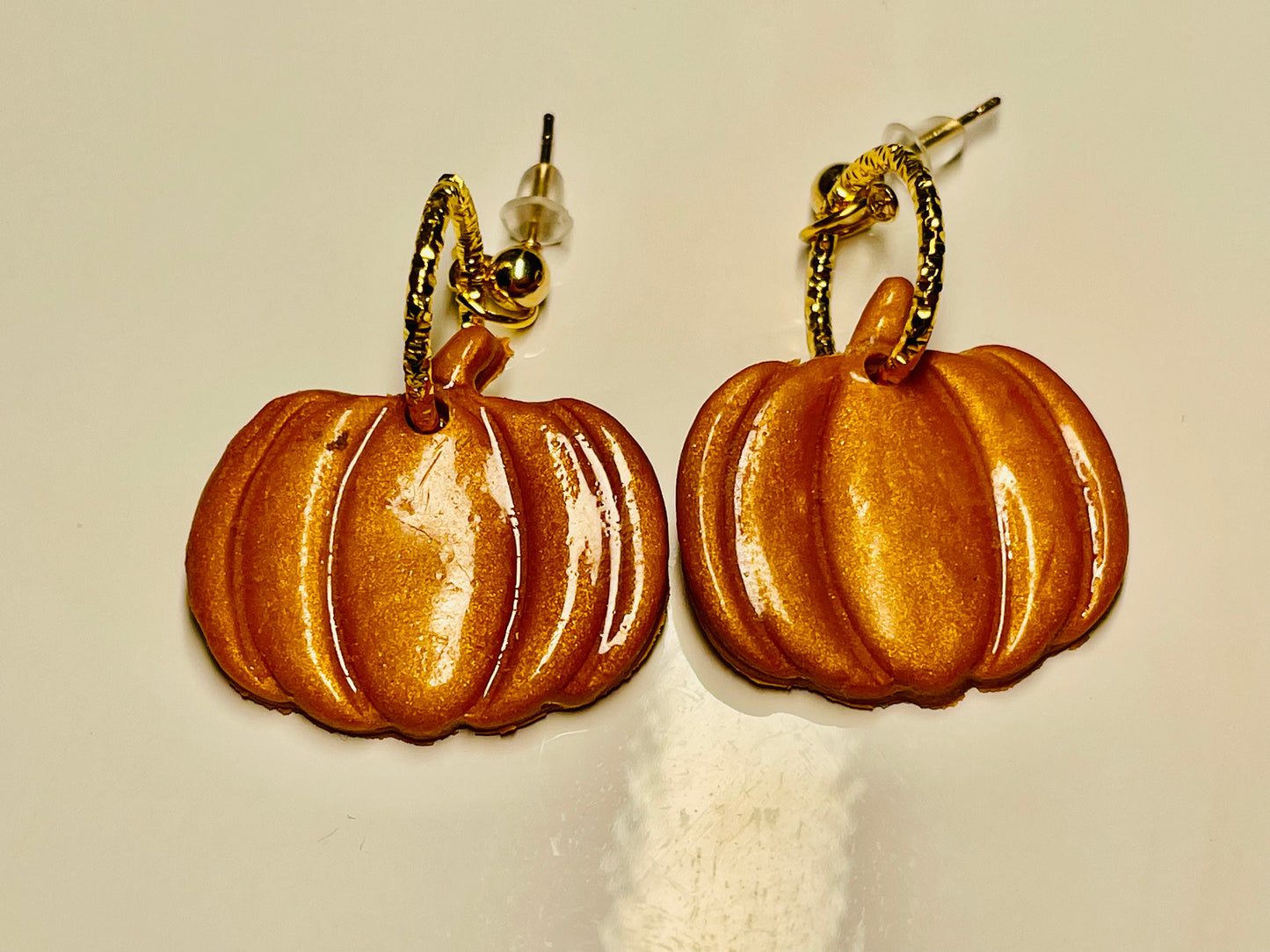 Short Golden Pumpkins Dangle Earrings,Statement Earrings, Polymer Clay Earrings, Hypoallergenic, Lightweight, Great Gift for Mom or Friend