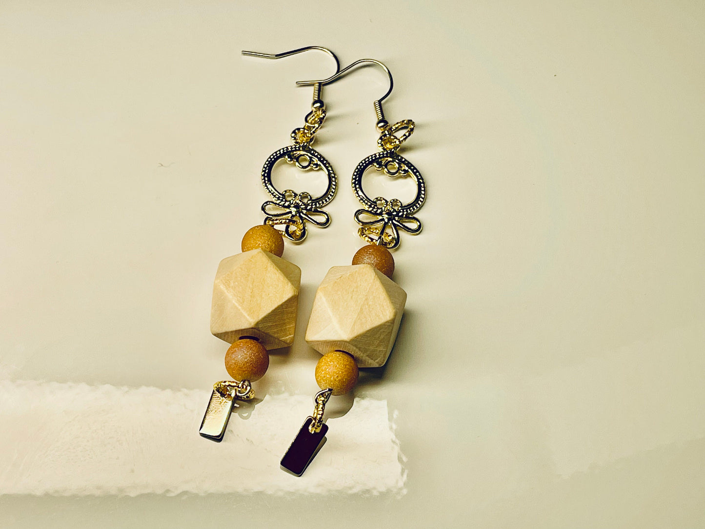 Handmade Golden Beads Dangle Earrings