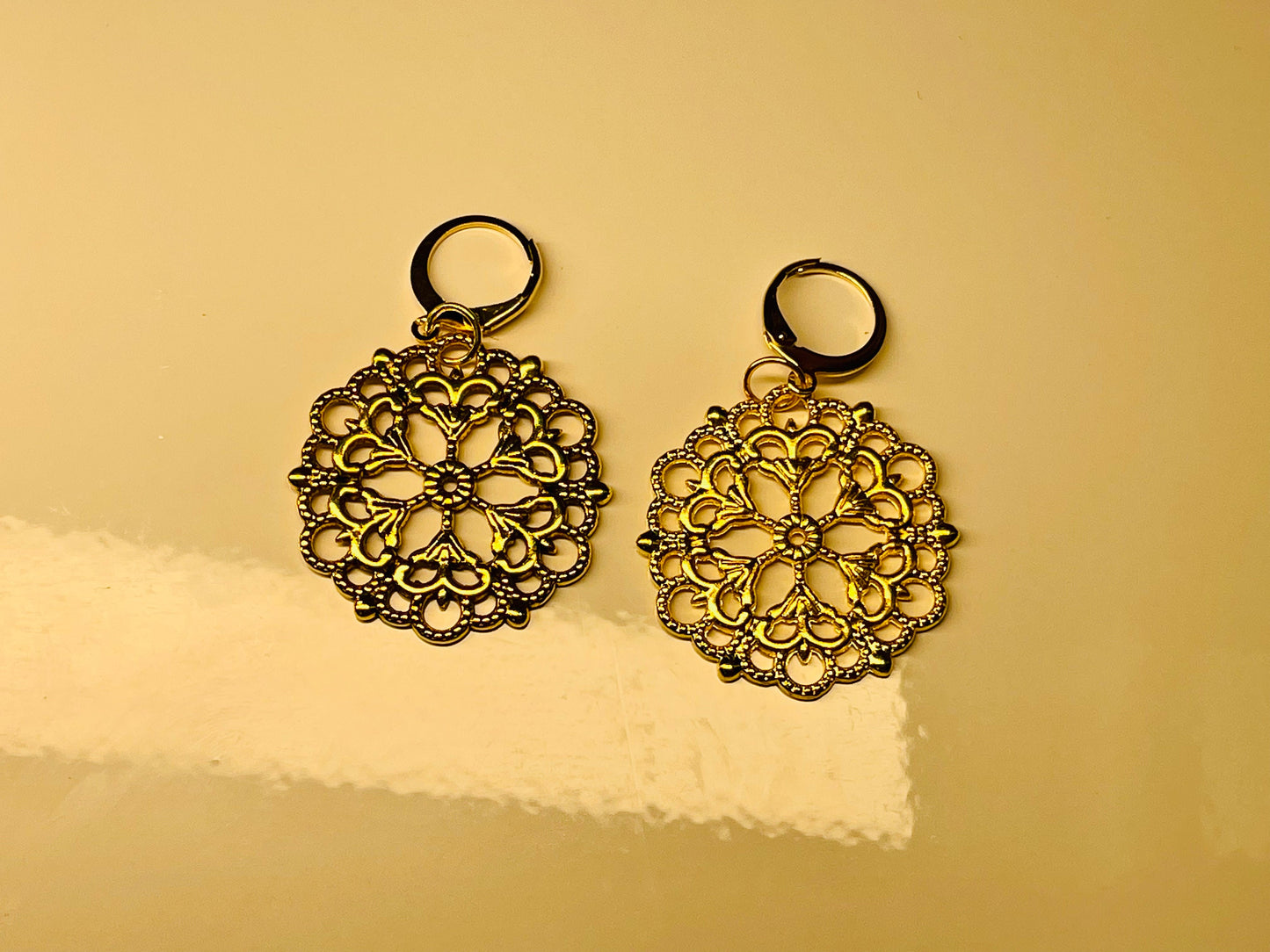 Golden Mandala Dangle Earrings