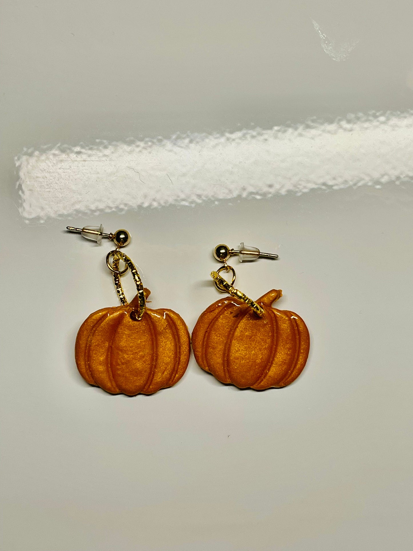 Short Golden Pumpkins Dangle Earrings,Statement Earrings, Polymer Clay Earrings, Hypoallergenic, Lightweight, Great Gift for Mom or Friend