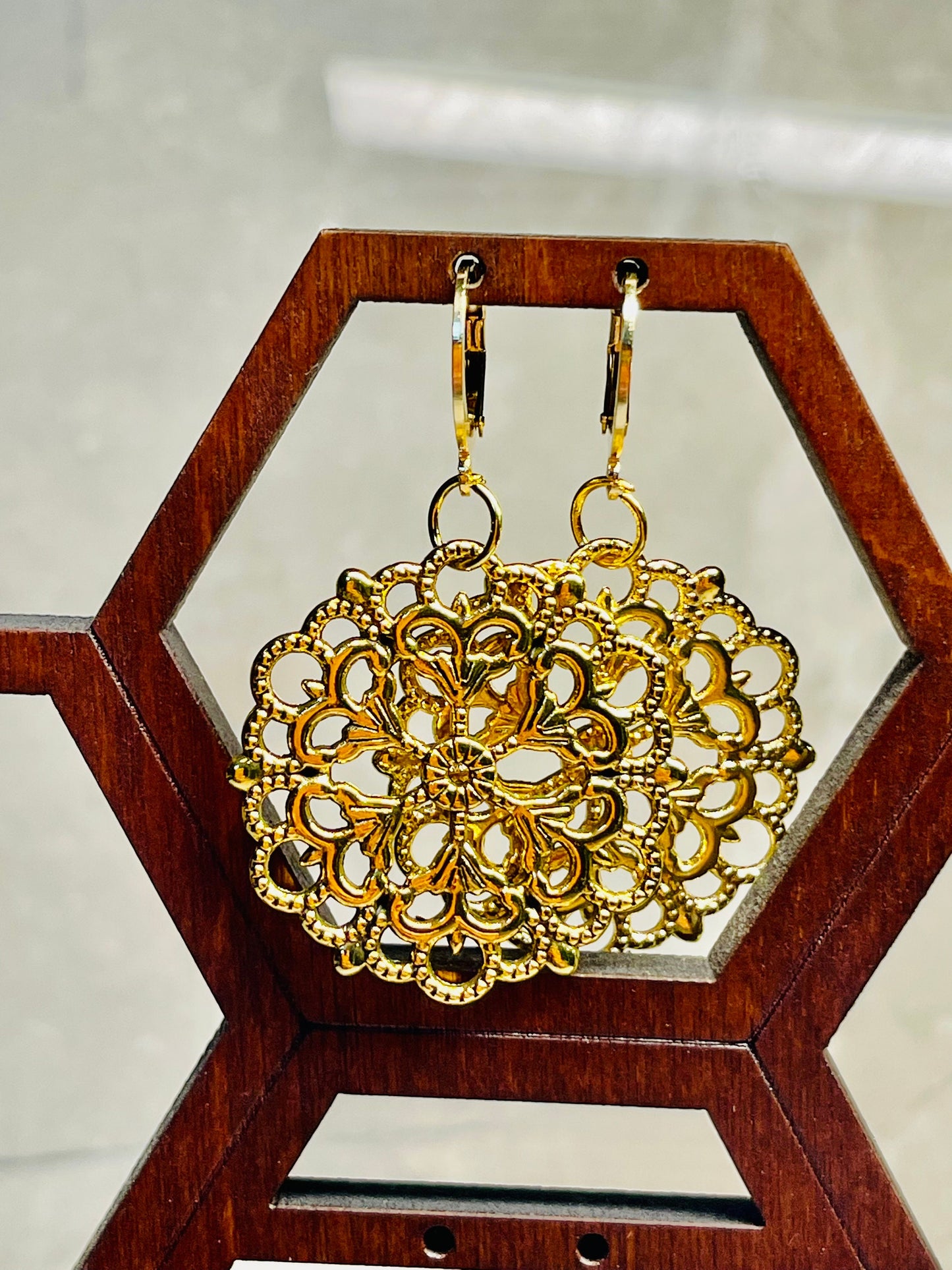 Golden Mandala Dangle Earrings