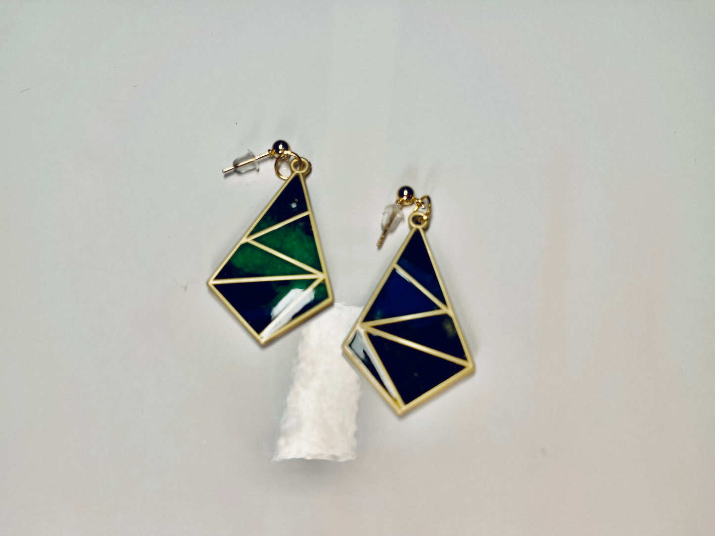 Stained Glass Effect and Gold Dangle Earrings, Statement Earrings, Polymer Clay, Hypoallergenic, Lightweight, Great Gift for Mom or Friends