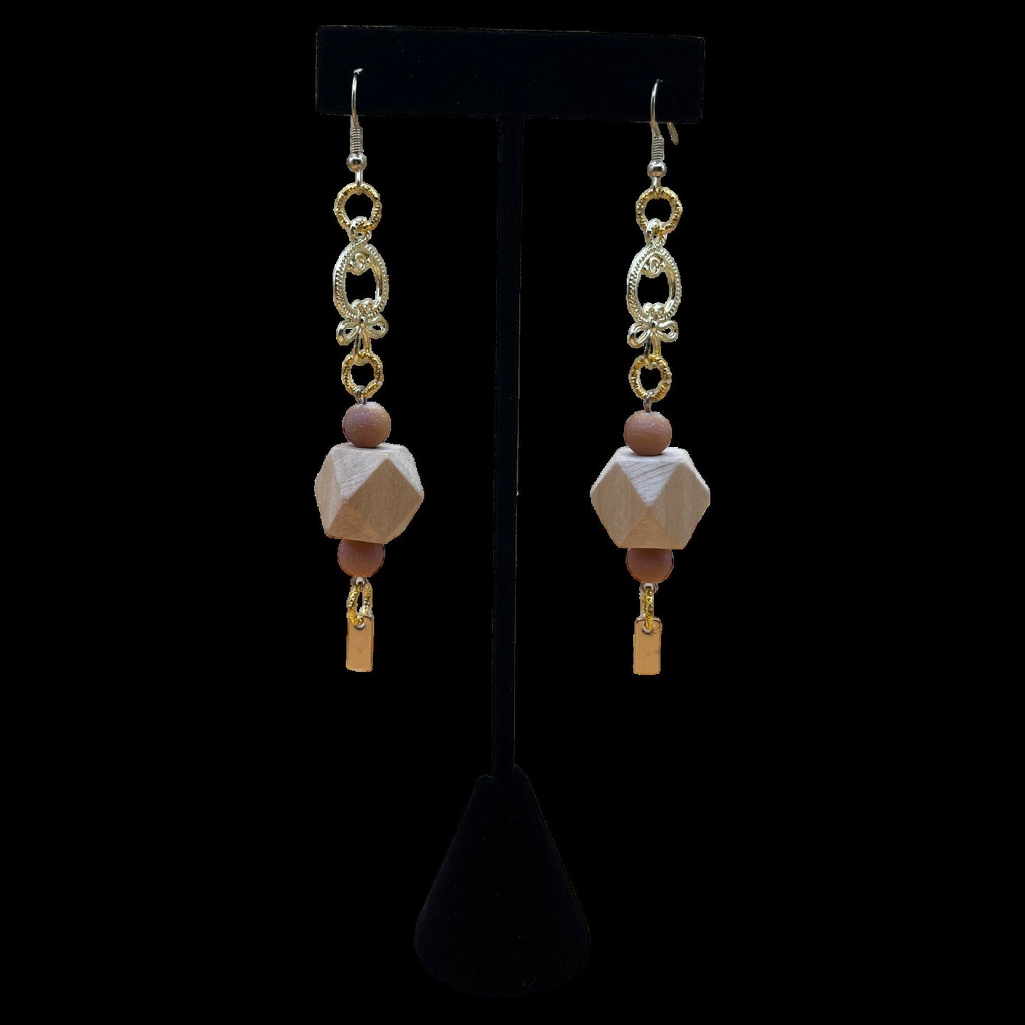 Handmade Golden Beads Dangle Earrings