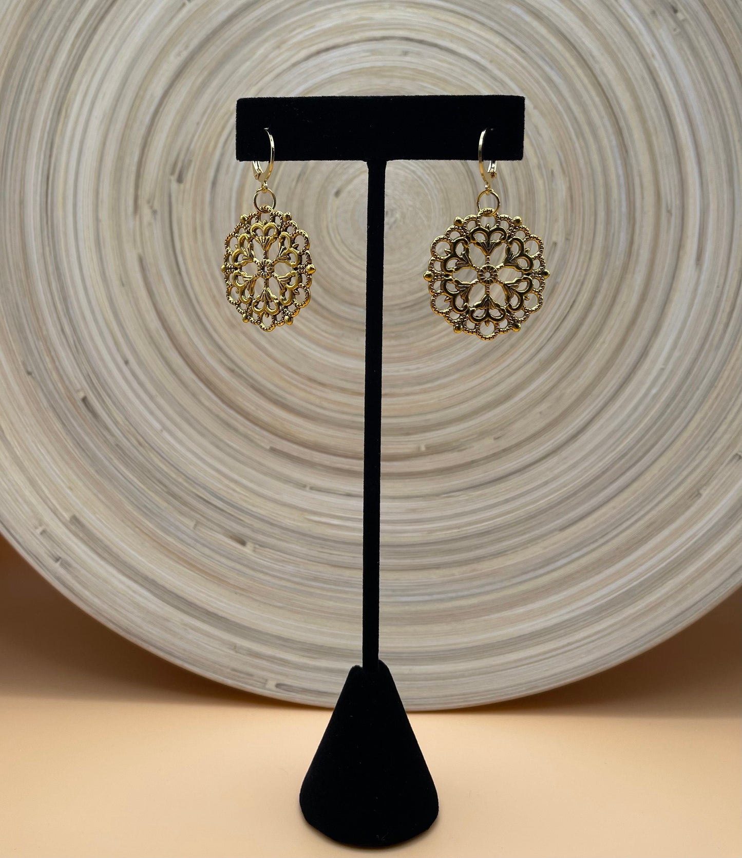 Golden Mandala Dangle Earrings