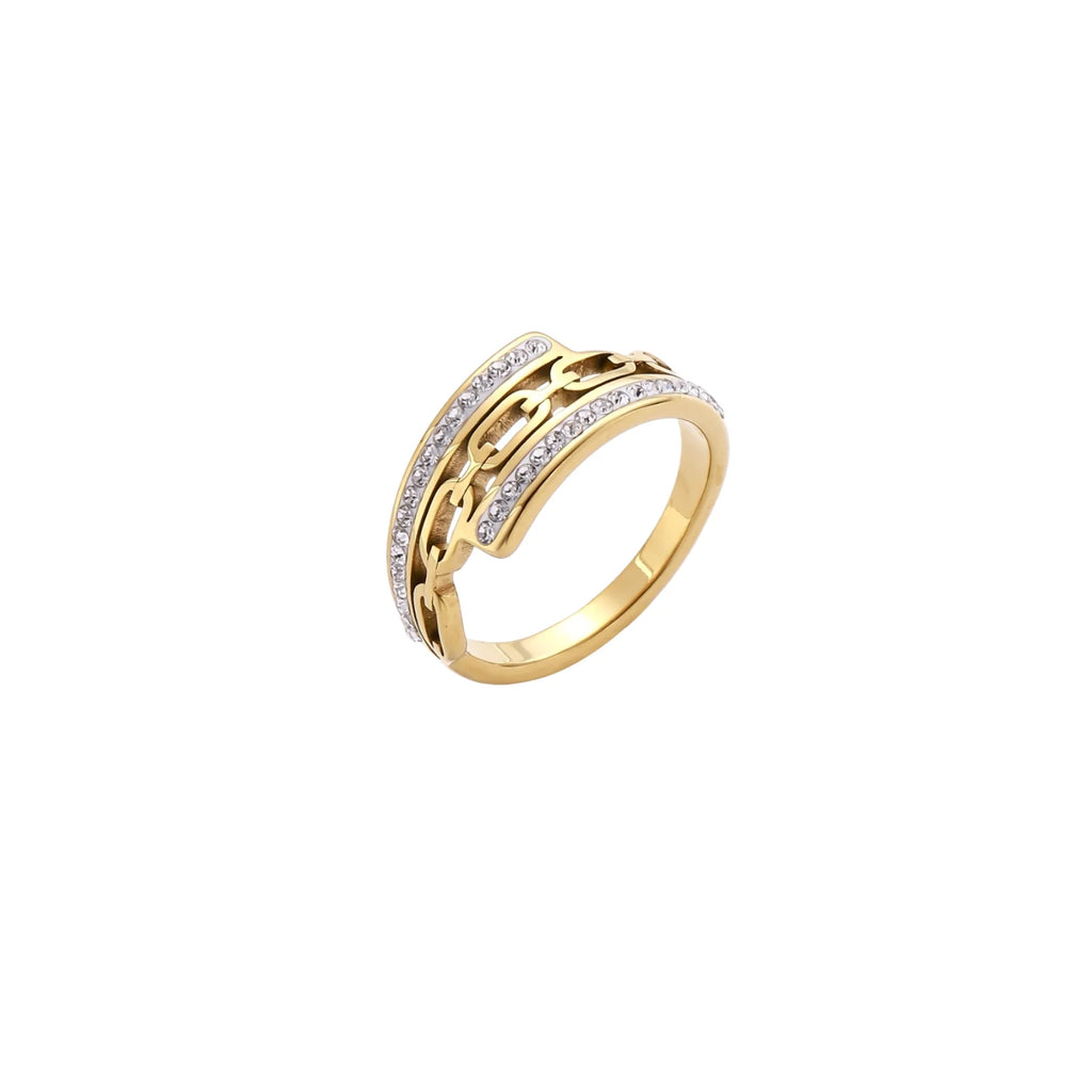 Chain Link Crystal Ring