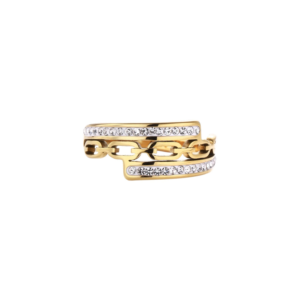 Chain Link Crystal Ring
