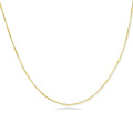 Delicate gold-plated sterling silver chain necklace with geometric segments displayed against cream background