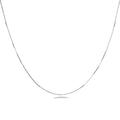 Delicate platinum-plated sterling silver necklace with alternating textured cubic links and smooth chain sections.
