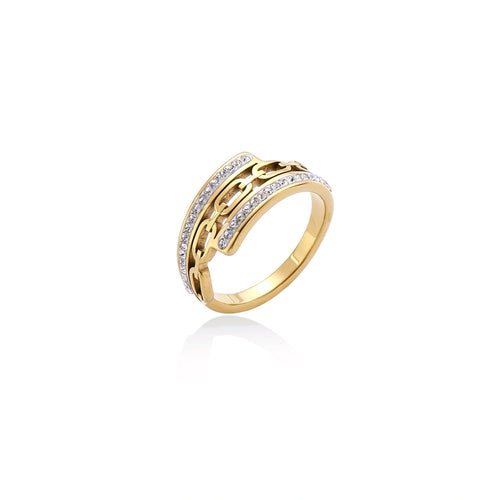 Chain Link Crystal Ring