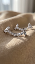 Cosmic Arc Climbers | Platinum-Plated Sterling Silver & Moissanite Ear Climbers