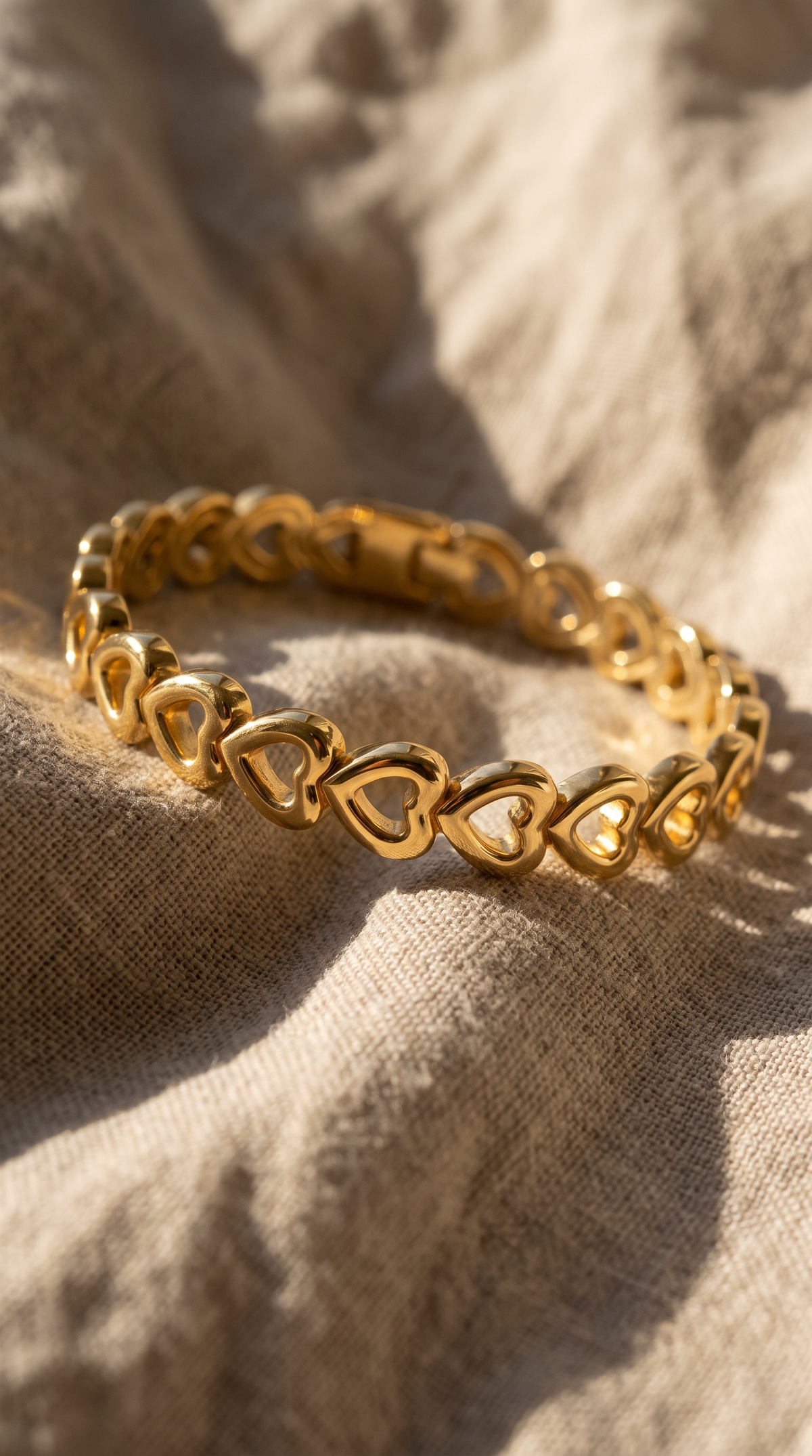 Linked Hearts Bangle | 18K Gold Plated Stainless Steel Interlocking Heart Cuff