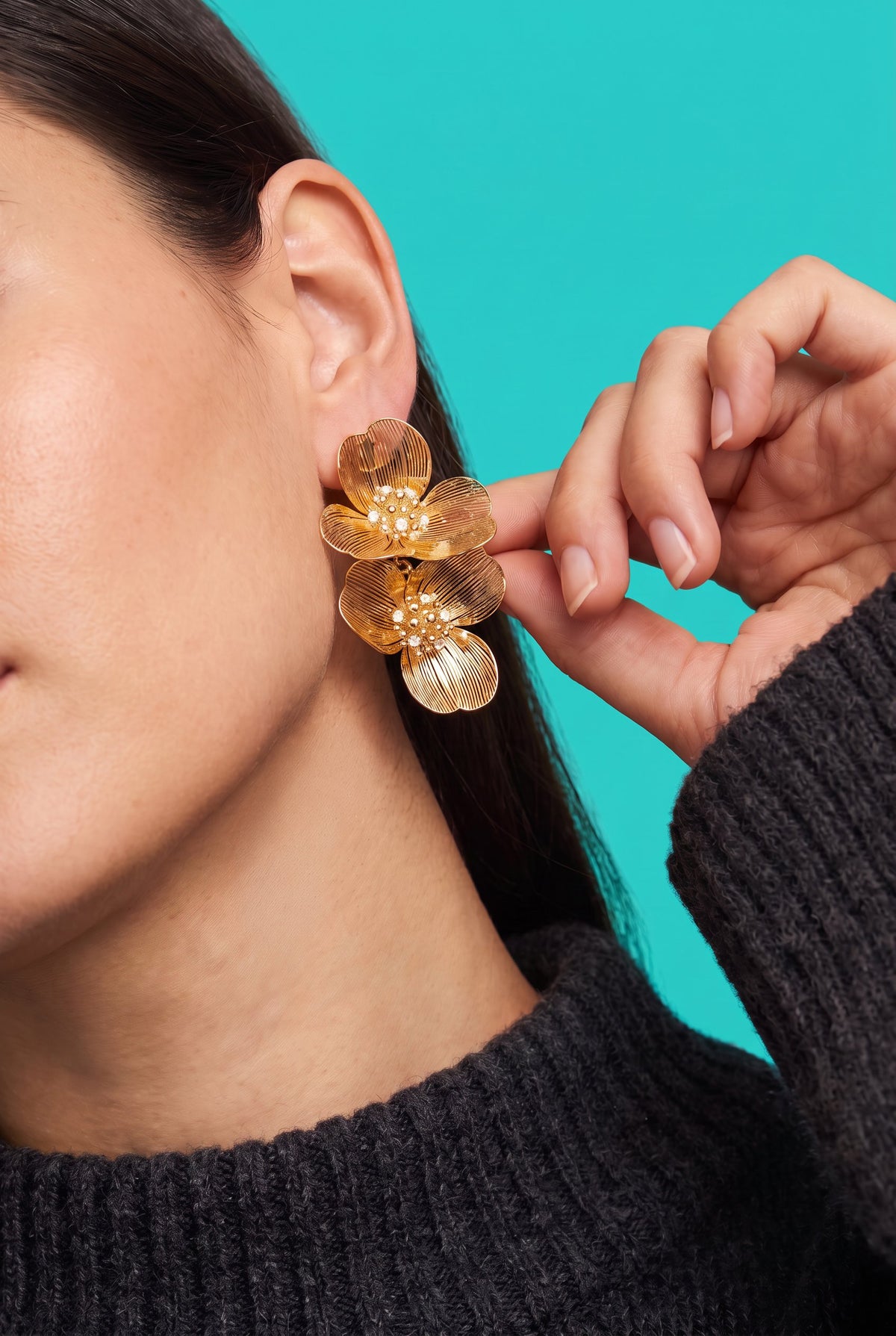 Golden Bloom Double Earrings