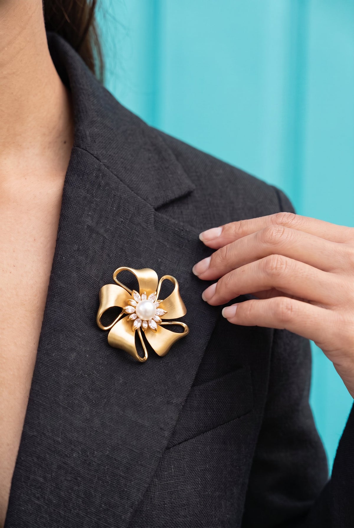 Golden Bow Blossom Brooch