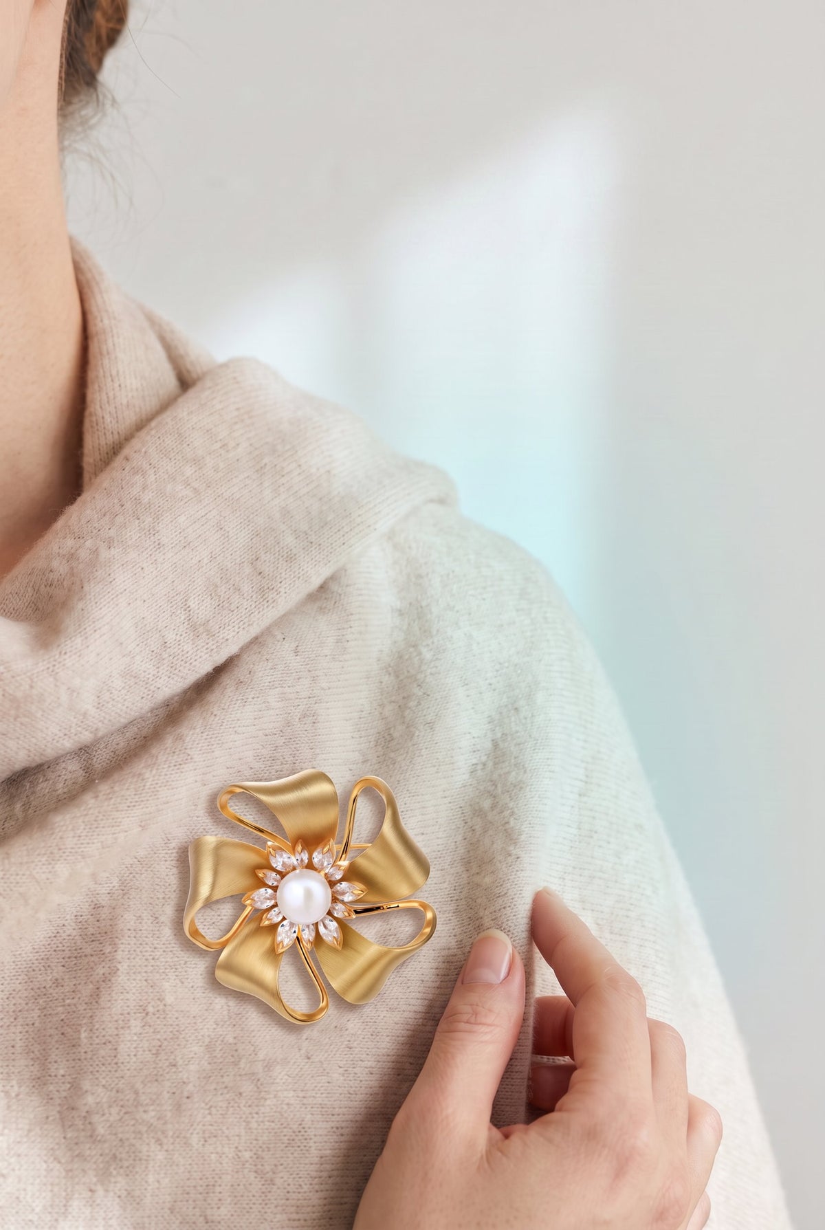 Golden Bow Blossom Brooch
