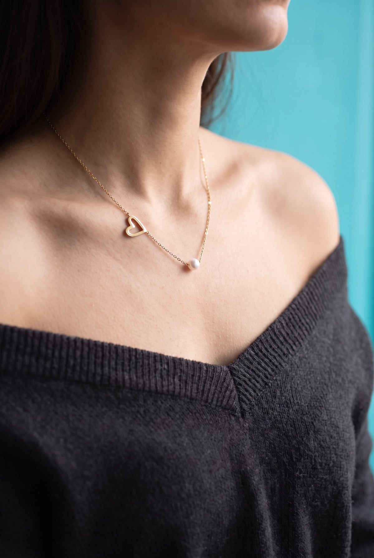 Pearl Heart Embrace Necklace