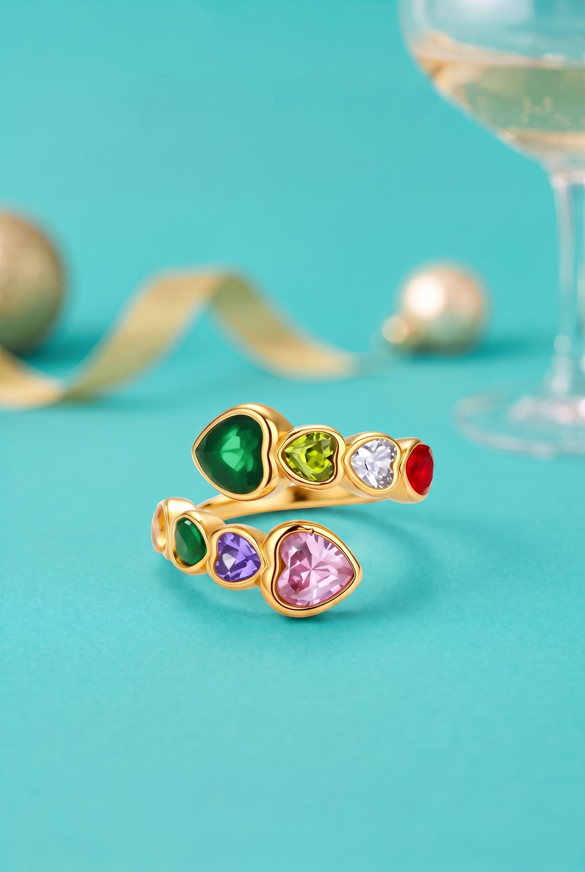 Rainbow Hearts Ring