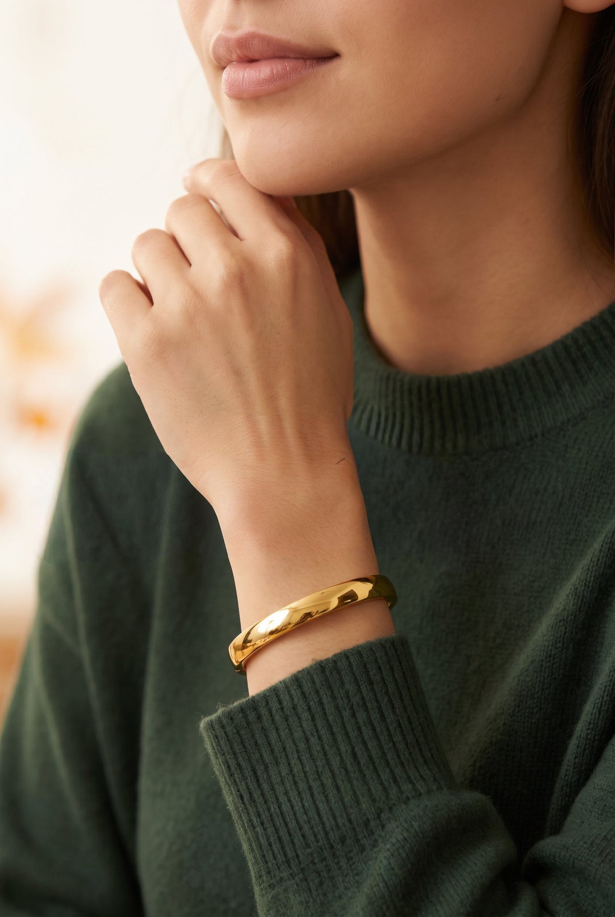 Bold Hinge Bangle | Gold Plated Stainless Steel
