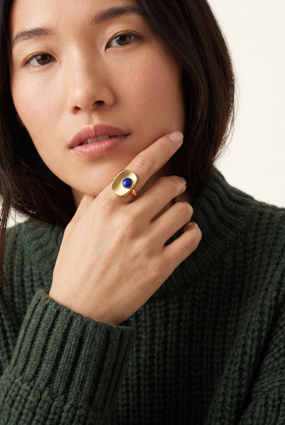 Cosmic Truth Ring | Gold Plated Recycled Brass Lapis Lazuli Ring – Natural Blue Gemstone