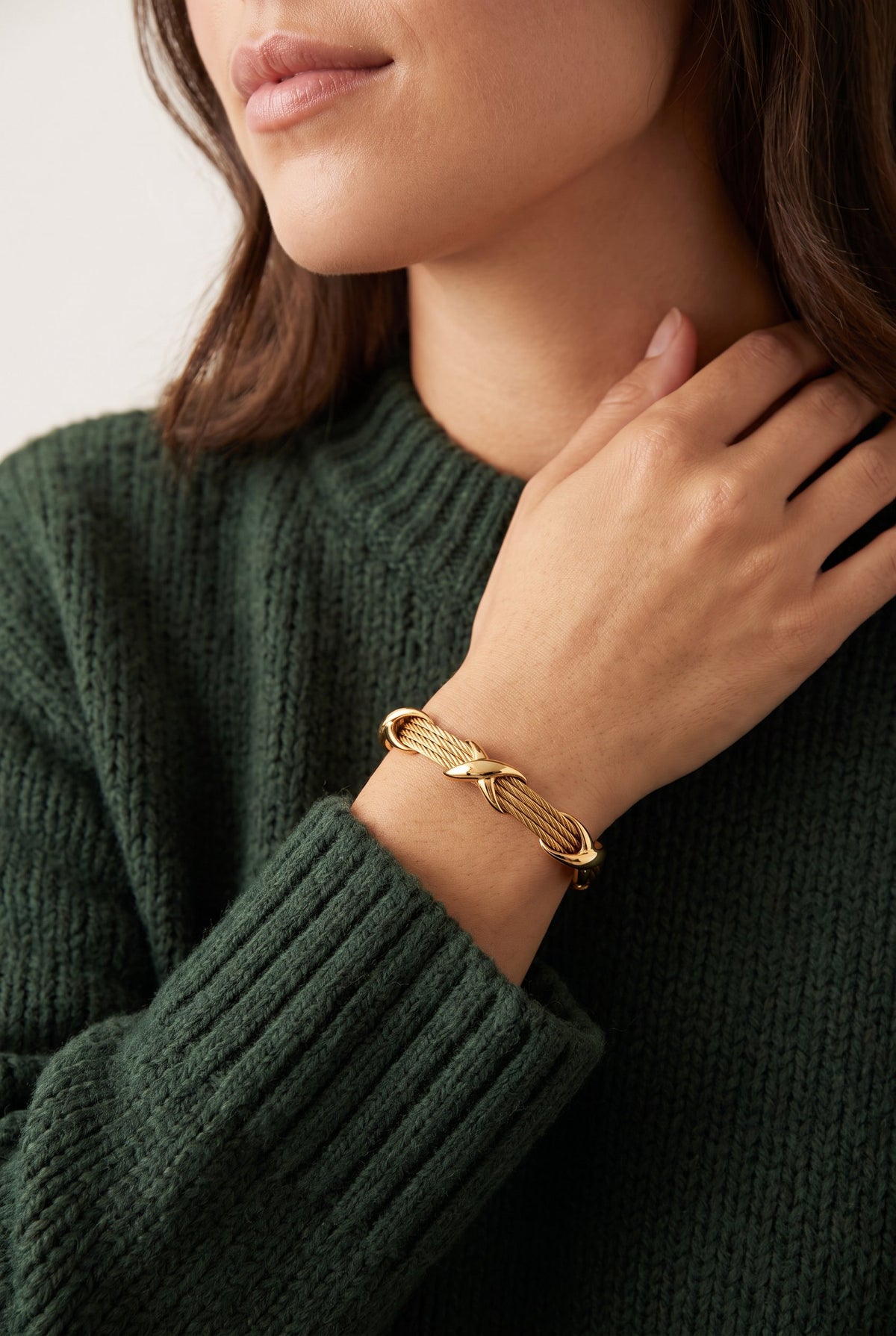Cross Knot Cable Bracelet | Gold Plated Stainless Steel
