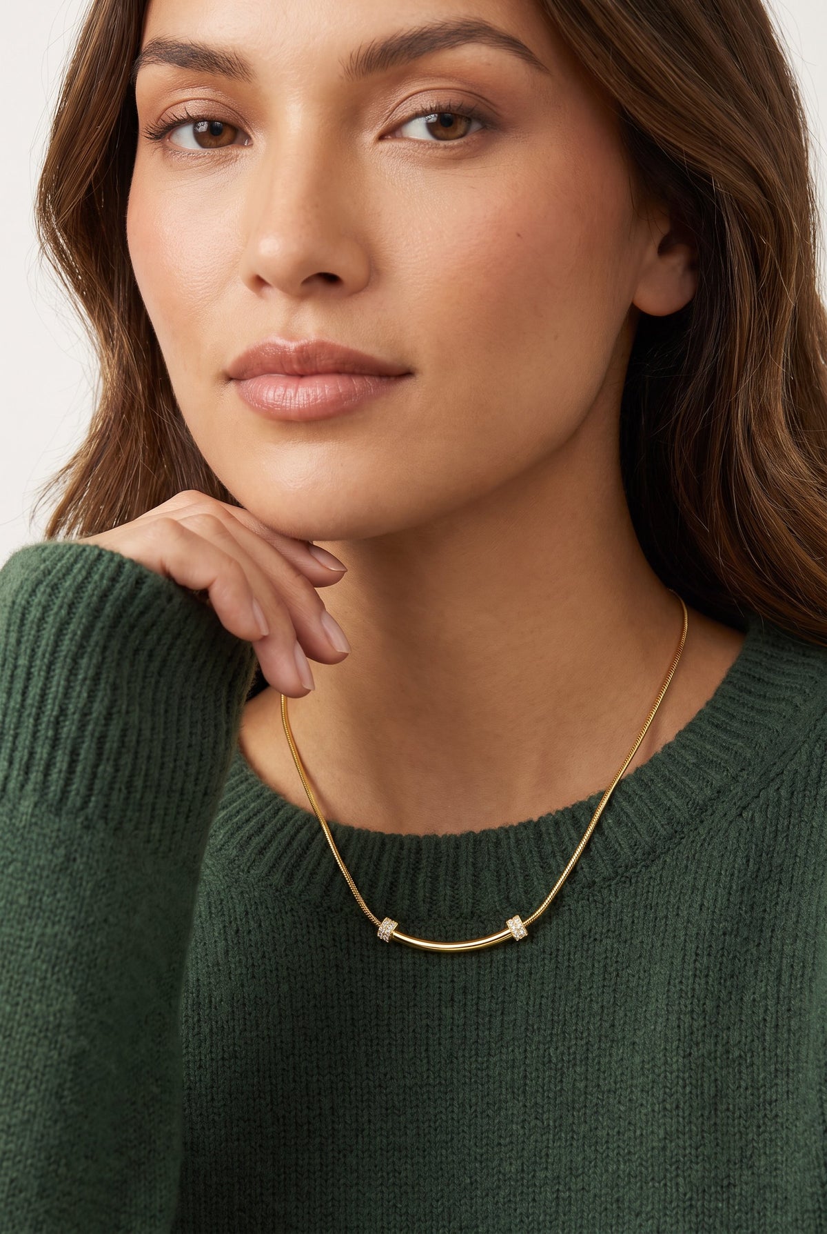 Curved Spark Bar Necklace | 18K Gold Plated Sterling Silver