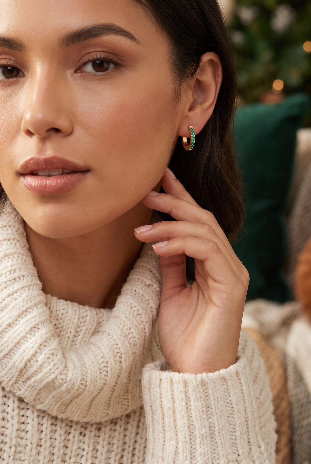 Emerald Energy Huggies | Gold-Plated Stainless Steel Waterproof Minimalist Hoops