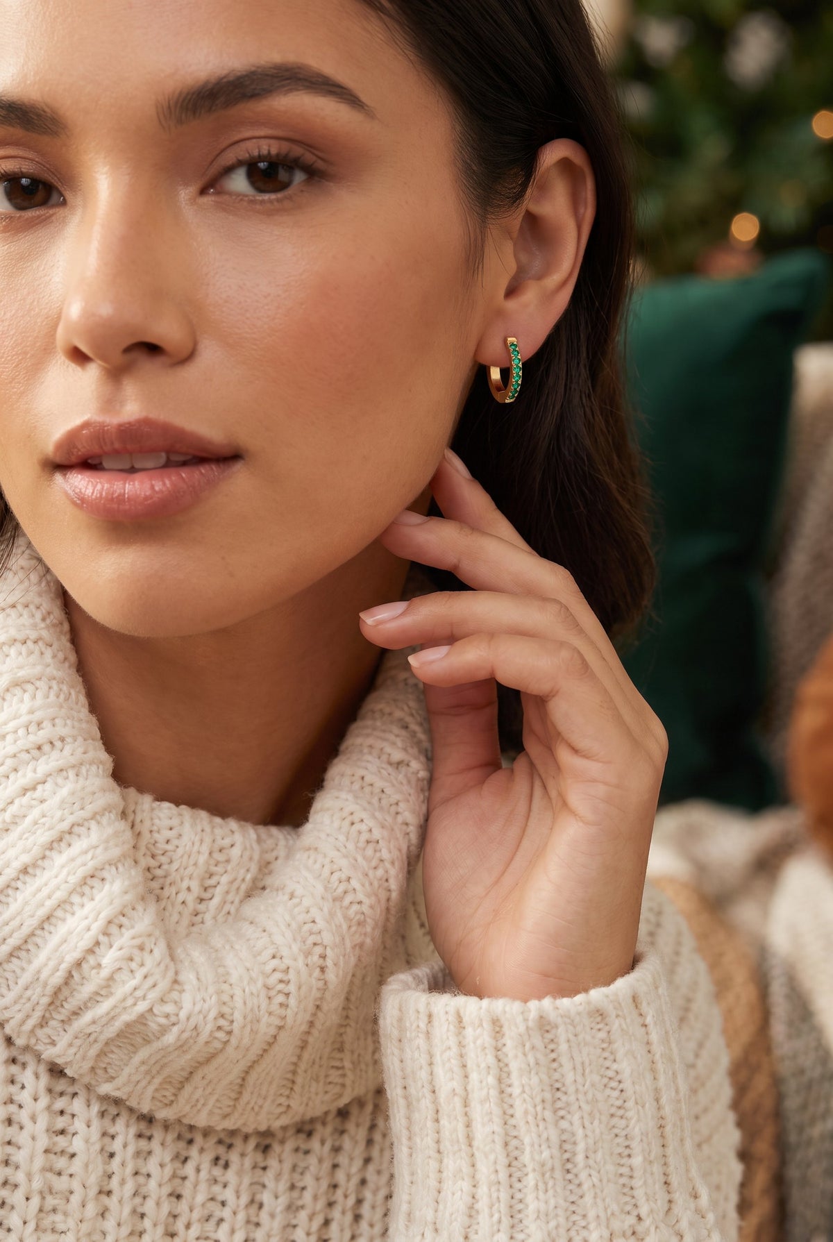 Emerald Energy Huggies | Gold-Plated Stainless Steel Waterproof Minimalist Hoops