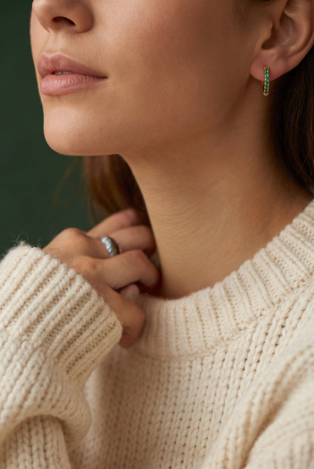 Emerald Energy Huggies | Gold-Plated Stainless Steel Waterproof Minimalist Hoops