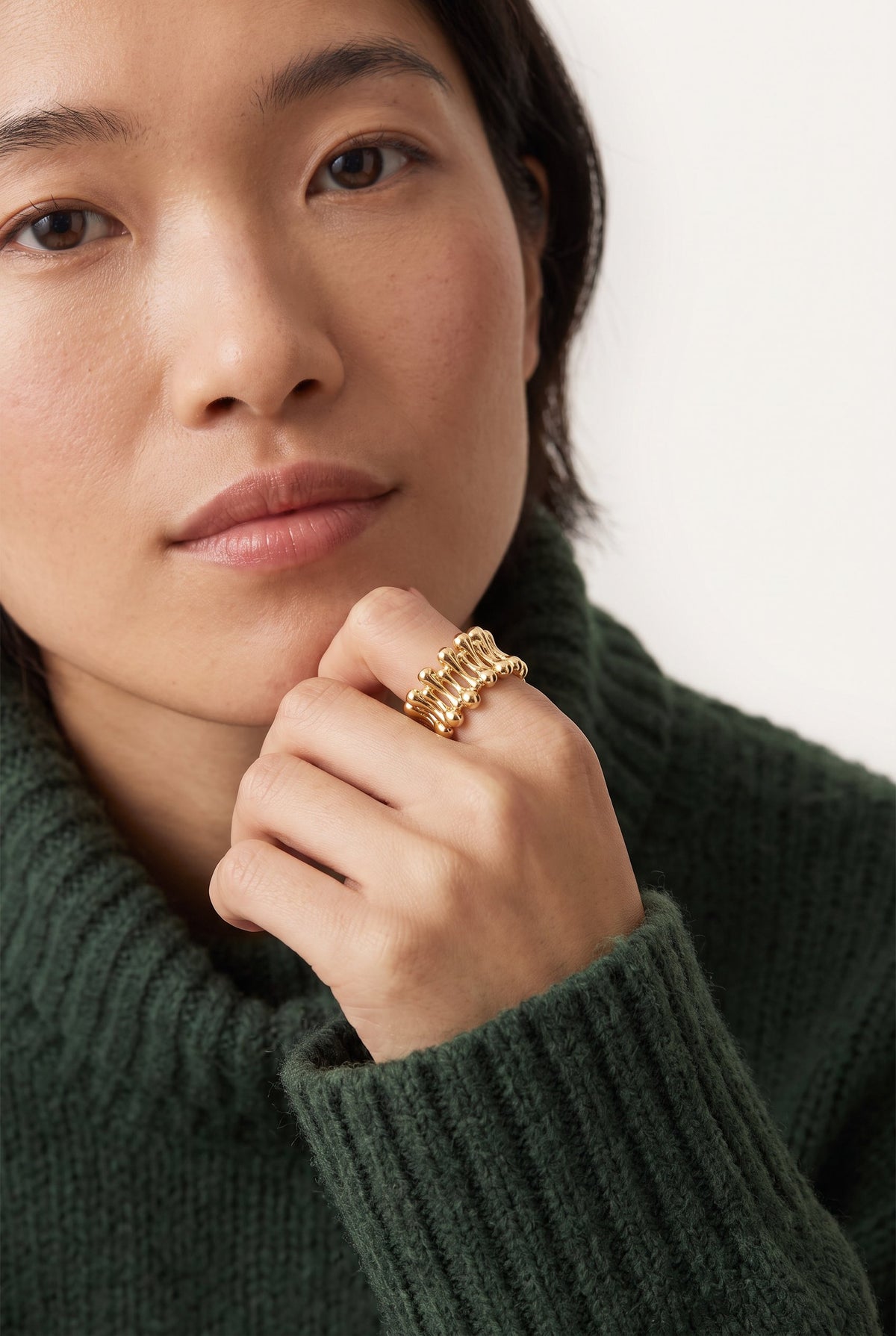 Golden Rope Sculpture Ring