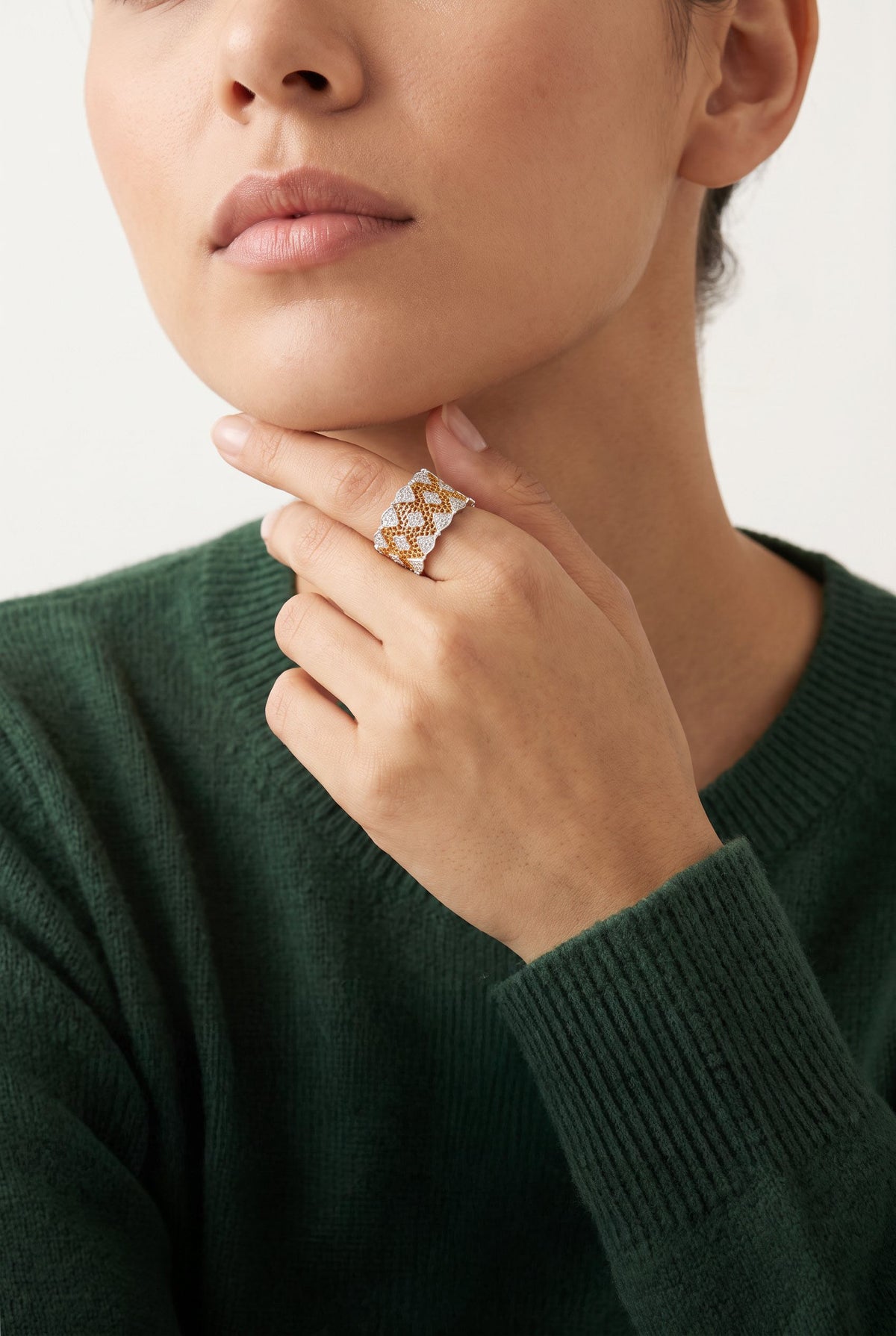 Honeycomb Crystal Power Ring | Gold Plated Recycled Brass with Cubic Zirconia