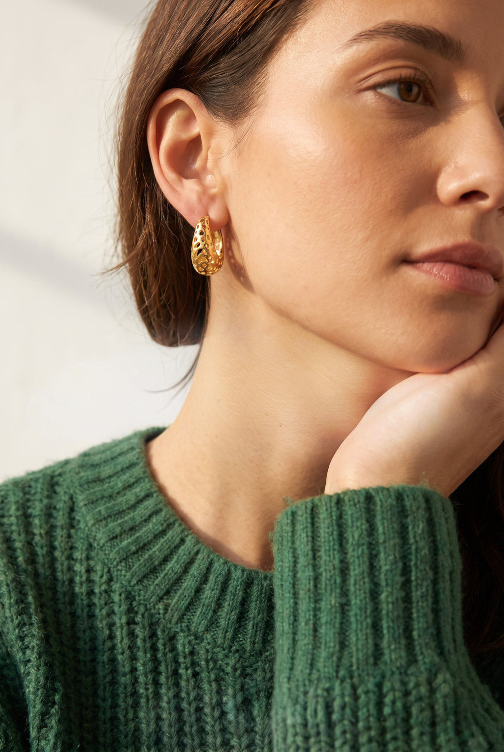 Honeycomb Dream Hoops | Gold-Plated Cutout Geometric Hoops