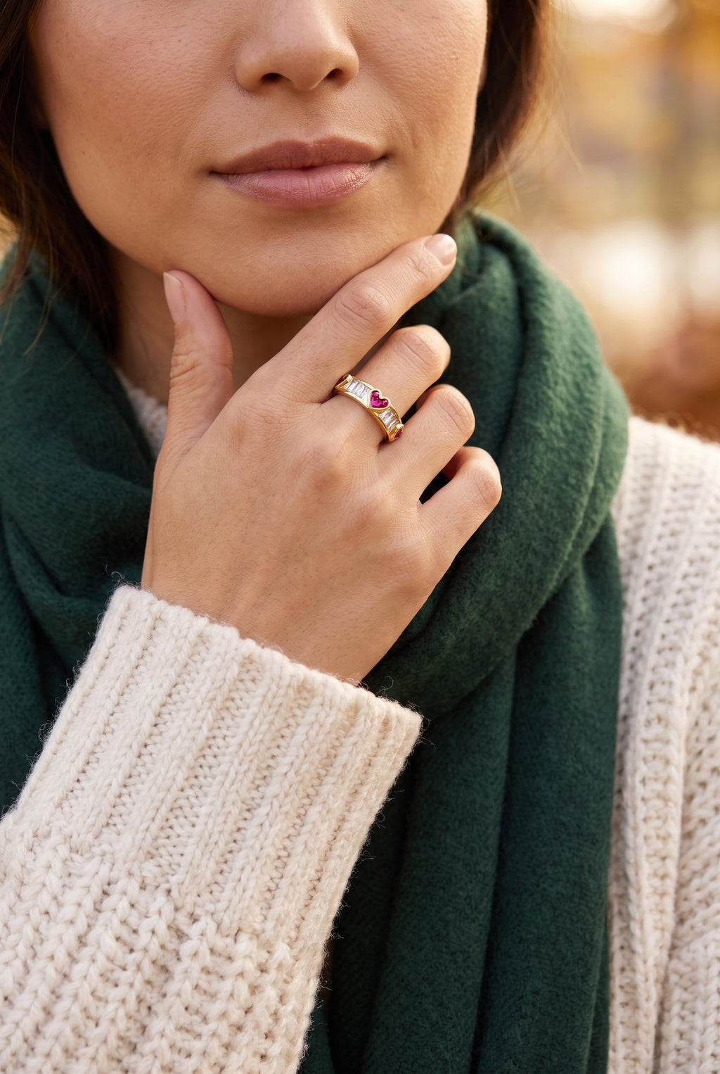 Love + Logic Ring | Gold Plated Recycled Brass with Cubic Zirconia