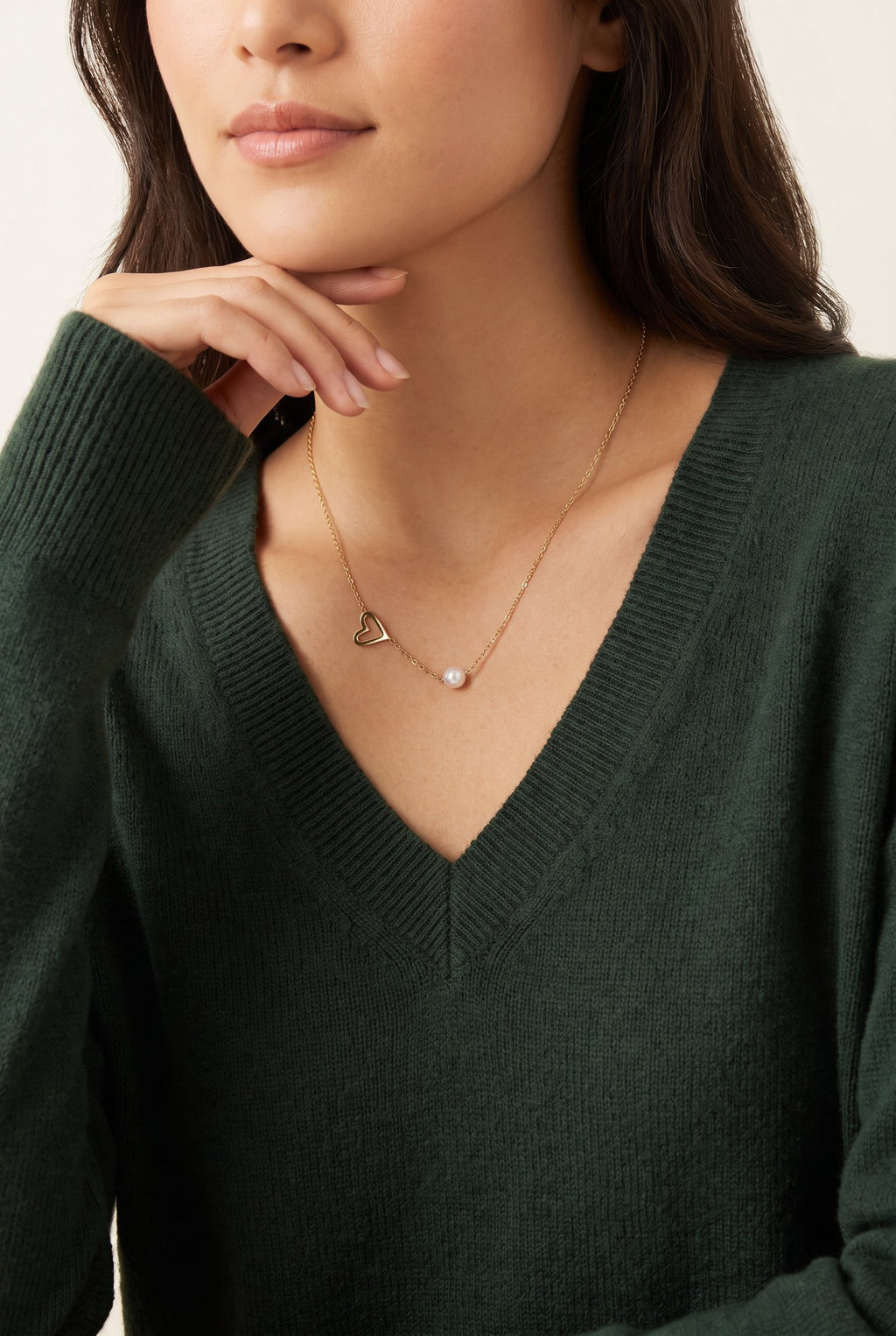 Pearl Heart Embrace Necklace | Gold Plated Stainless Steel