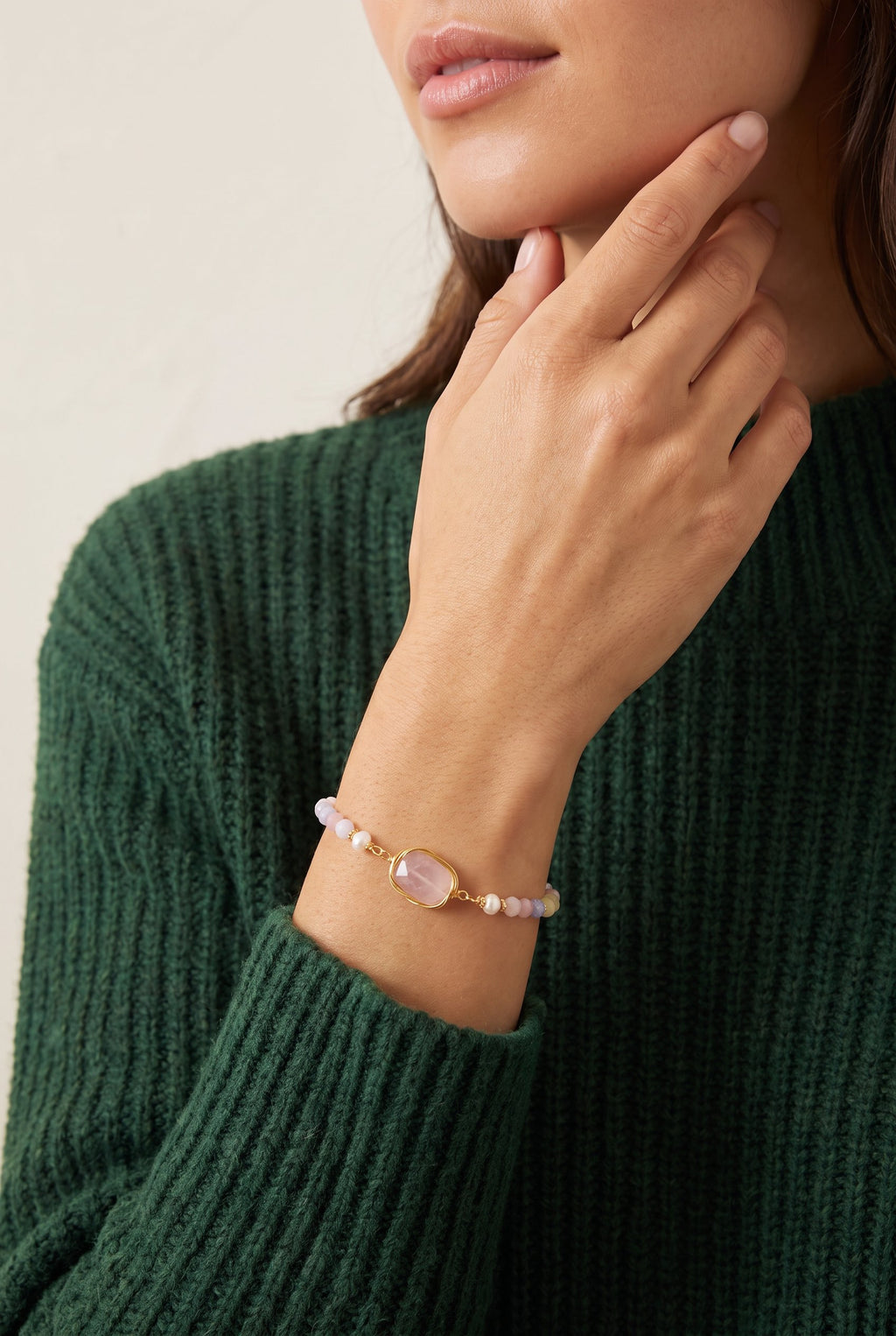 Rose Quartz Healing Bracelet | Natural Quartz, Gemstones & Pearl