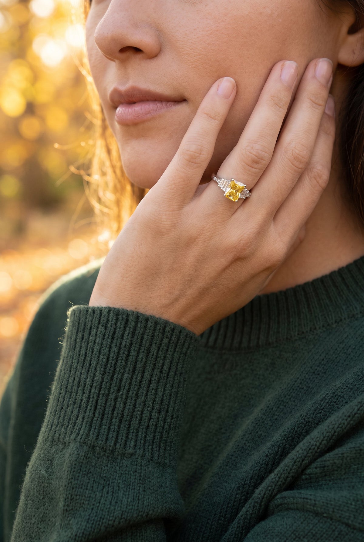 Sunset Sovereign Moissanite Ring | 925 Sterling Silver with Brilliant Cut Moissanite