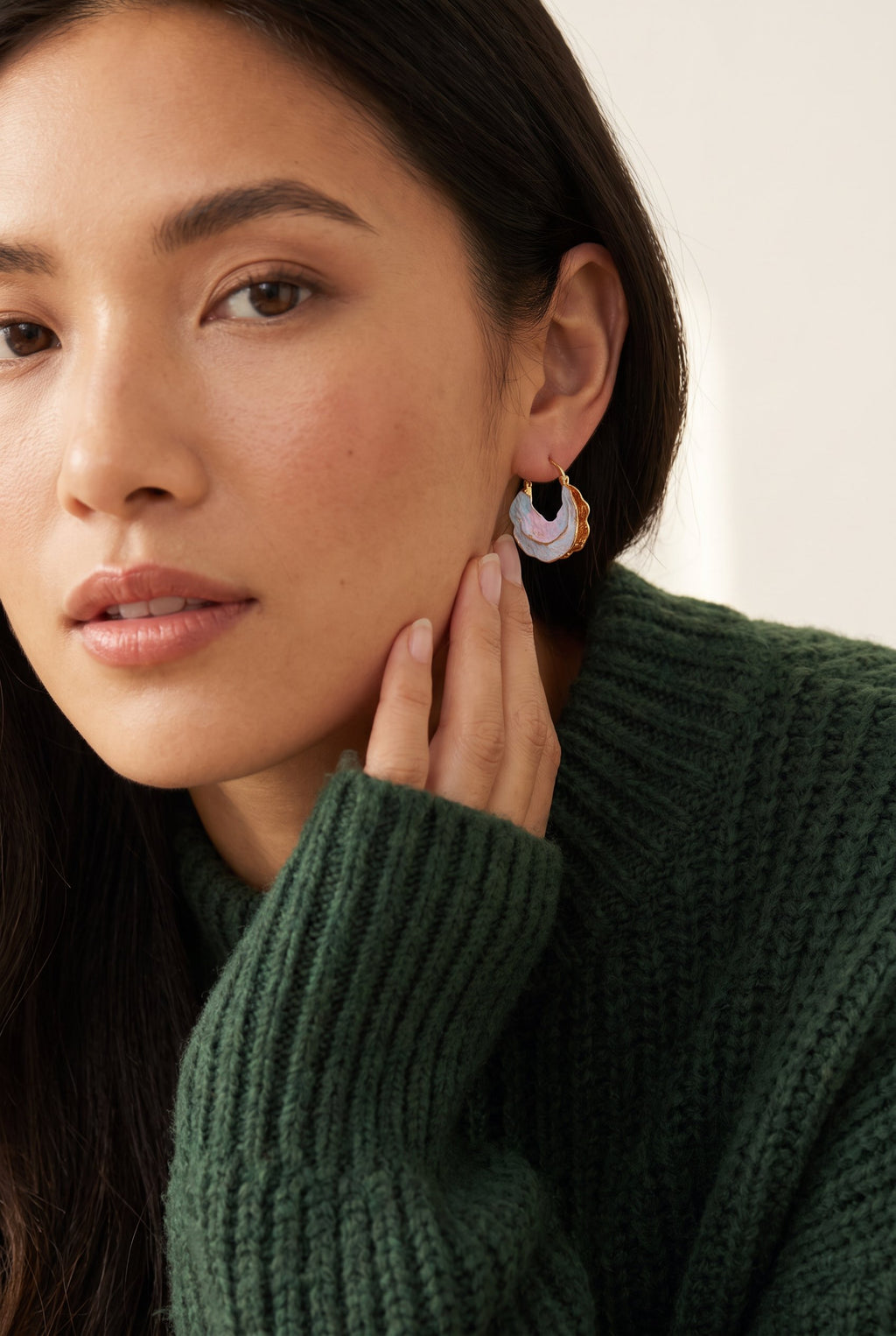 Tide Pool Hoops | Gold-Plated Enamel Hoops