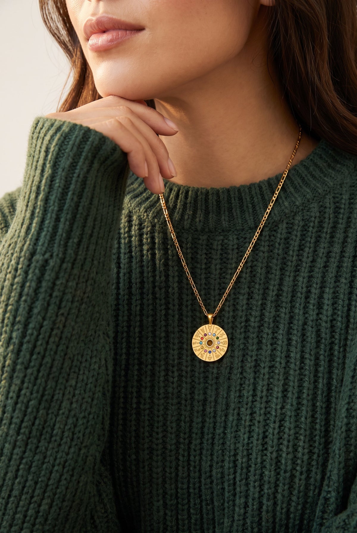 Zodiac Wheel Medallion Necklace | Gold Plated Stainless Steel & Zirconia