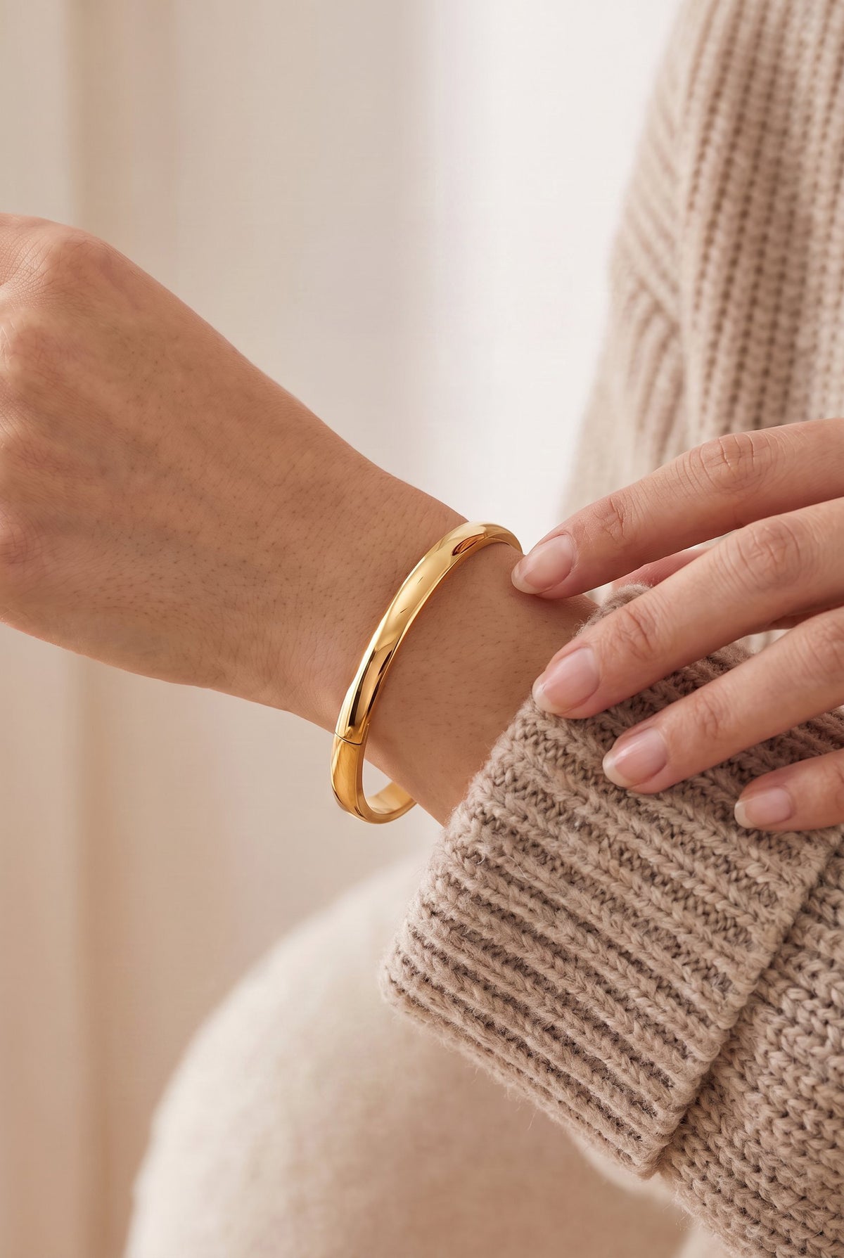 Bold Hinge Bangle | Gold Plated Stainless Steel