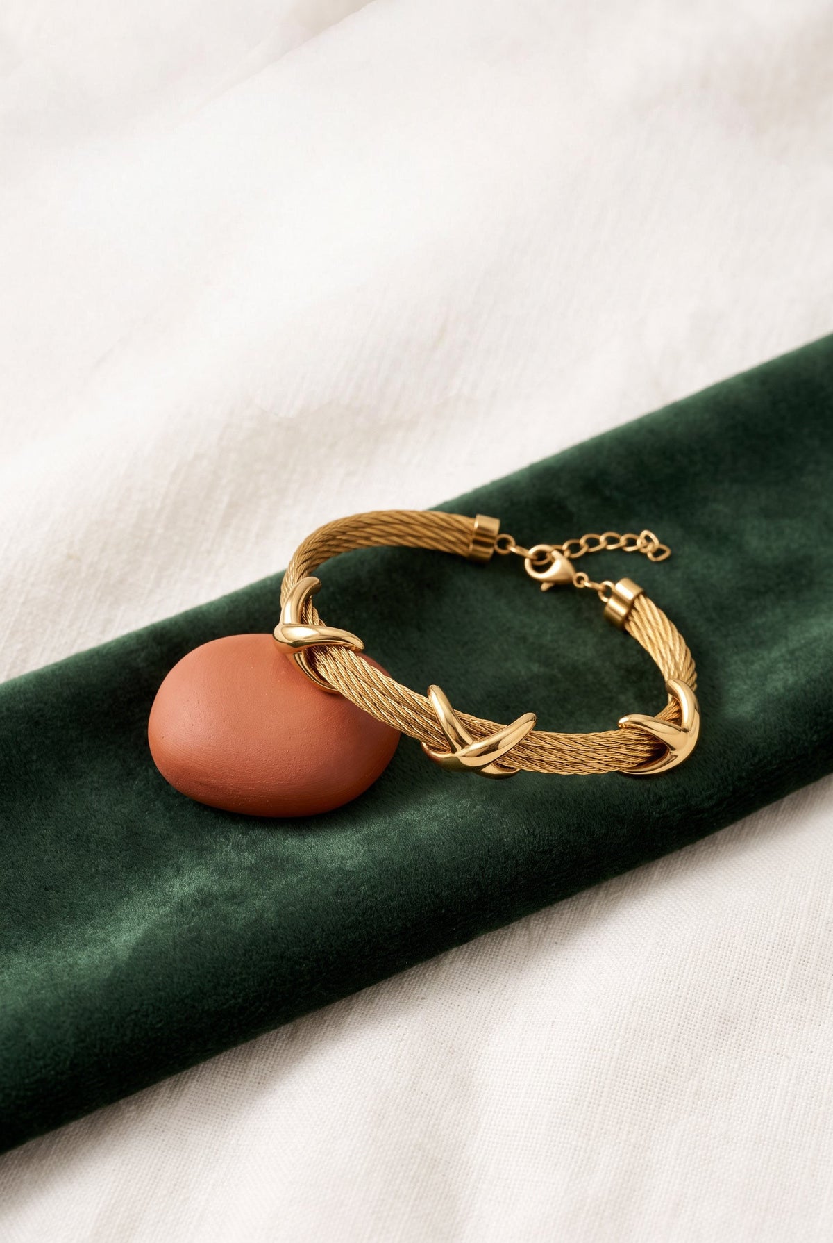 Cross Knot Cable Bracelet | Gold Plated Stainless Steel