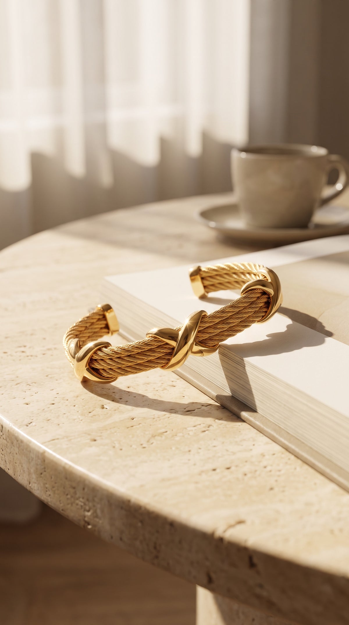 Cross Knot Cable Bracelet | Gold Plated Stainless Steel