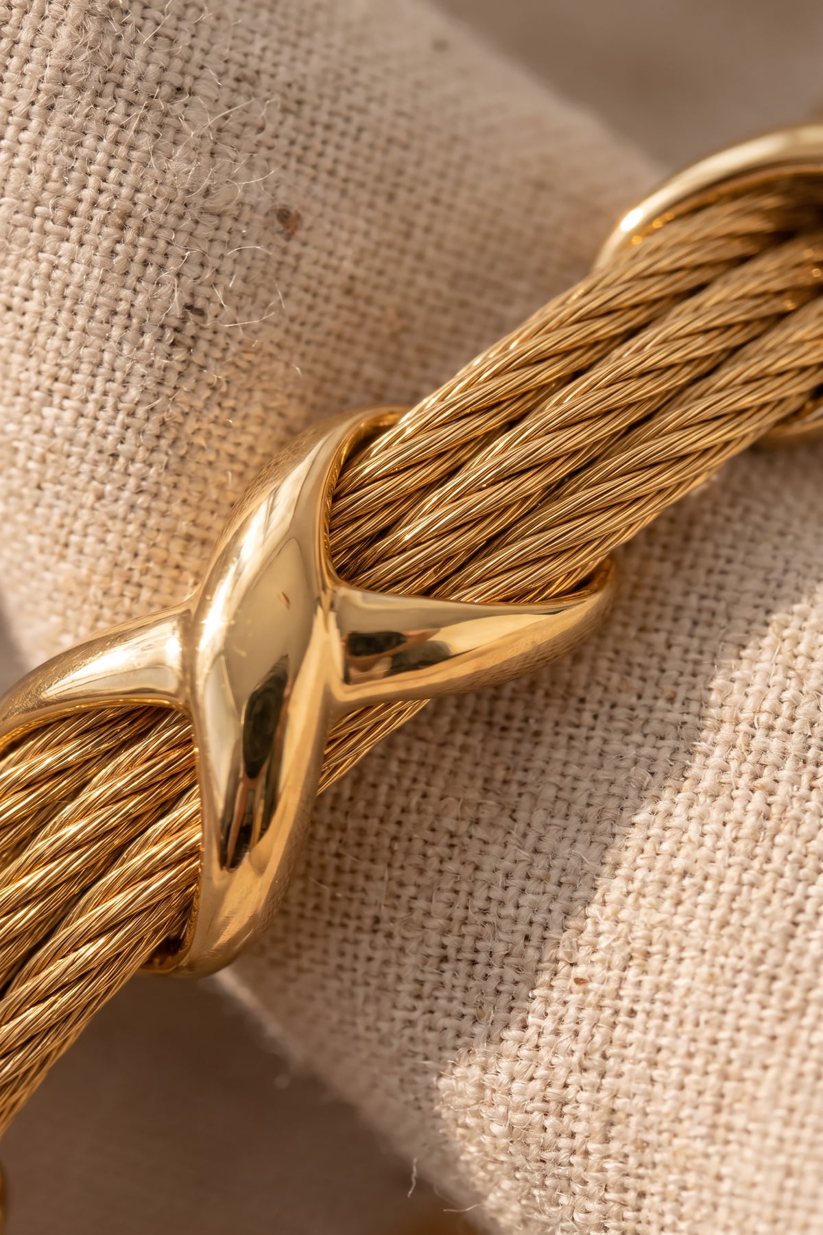 Cross Knot Cable Bracelet | Gold Plated Stainless Steel