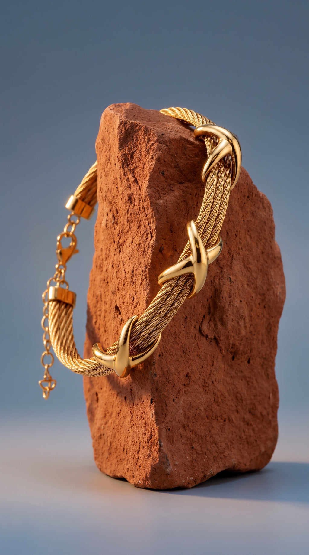 Cross Knot Cable Bracelet | Gold Plated Stainless Steel