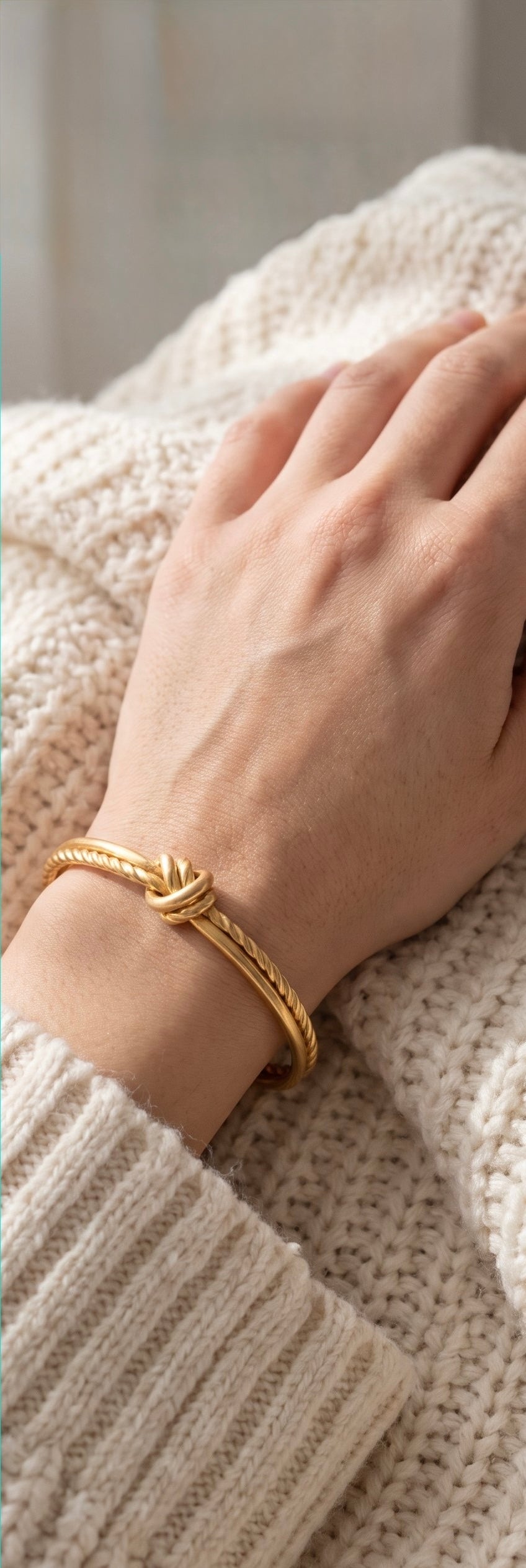 Cross Knot Cable Bracelet | Gold Plated Stainless Steel