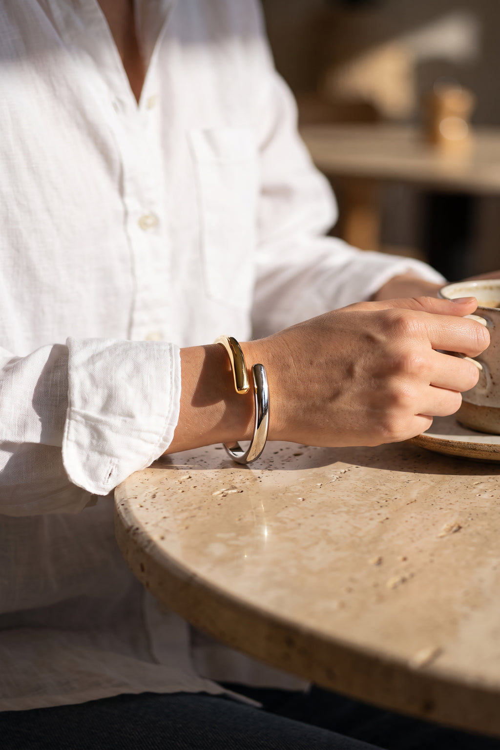 Duality Bypass Cuff | 18K Gold Plated Stainless Steel