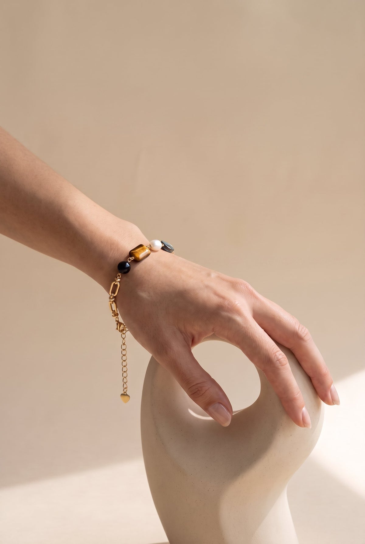 Earth Elements Bracelet | Tiger's Eye, Obsidian & Pearl