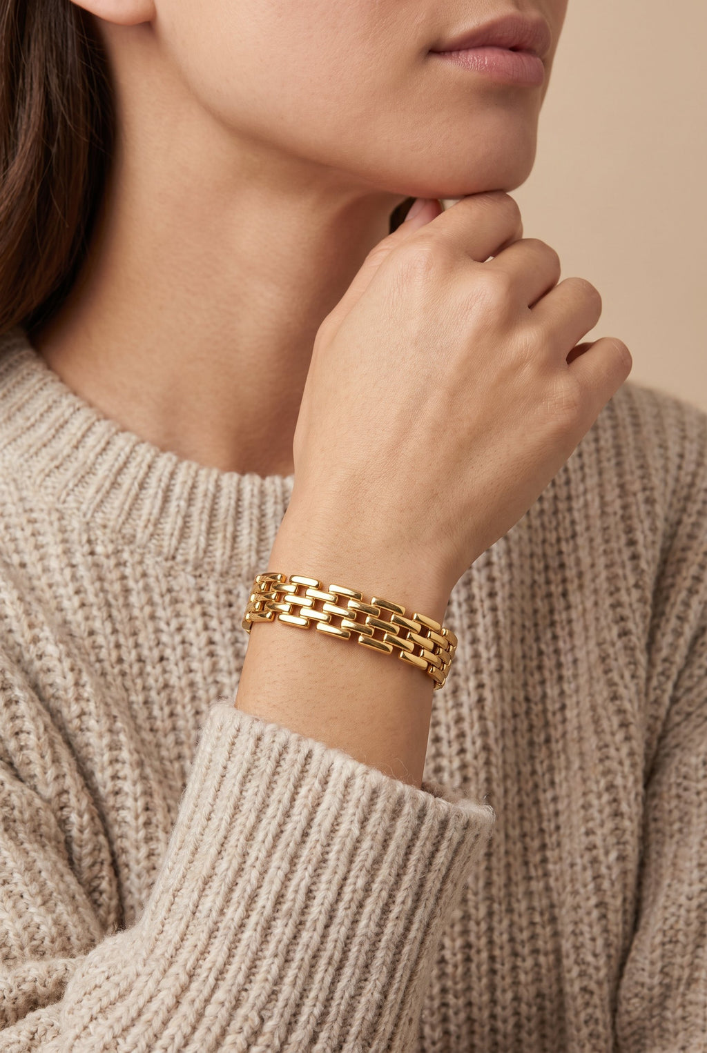 Grid Link Bracelet | Gold Plated Stainless Steel