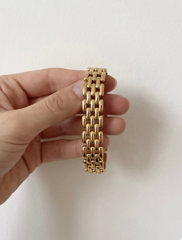 Grid Link Bracelet | Gold Plated Stainless Steel