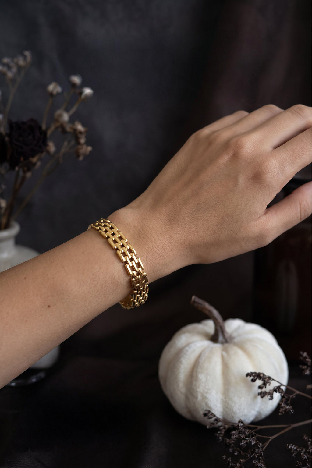 Grid Link Bracelet | Gold Plated Stainless Steel