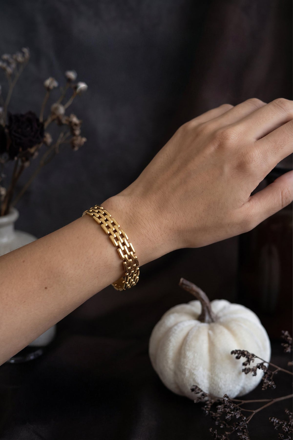 Grid Link Bracelet | Gold Plated Stainless Steel
