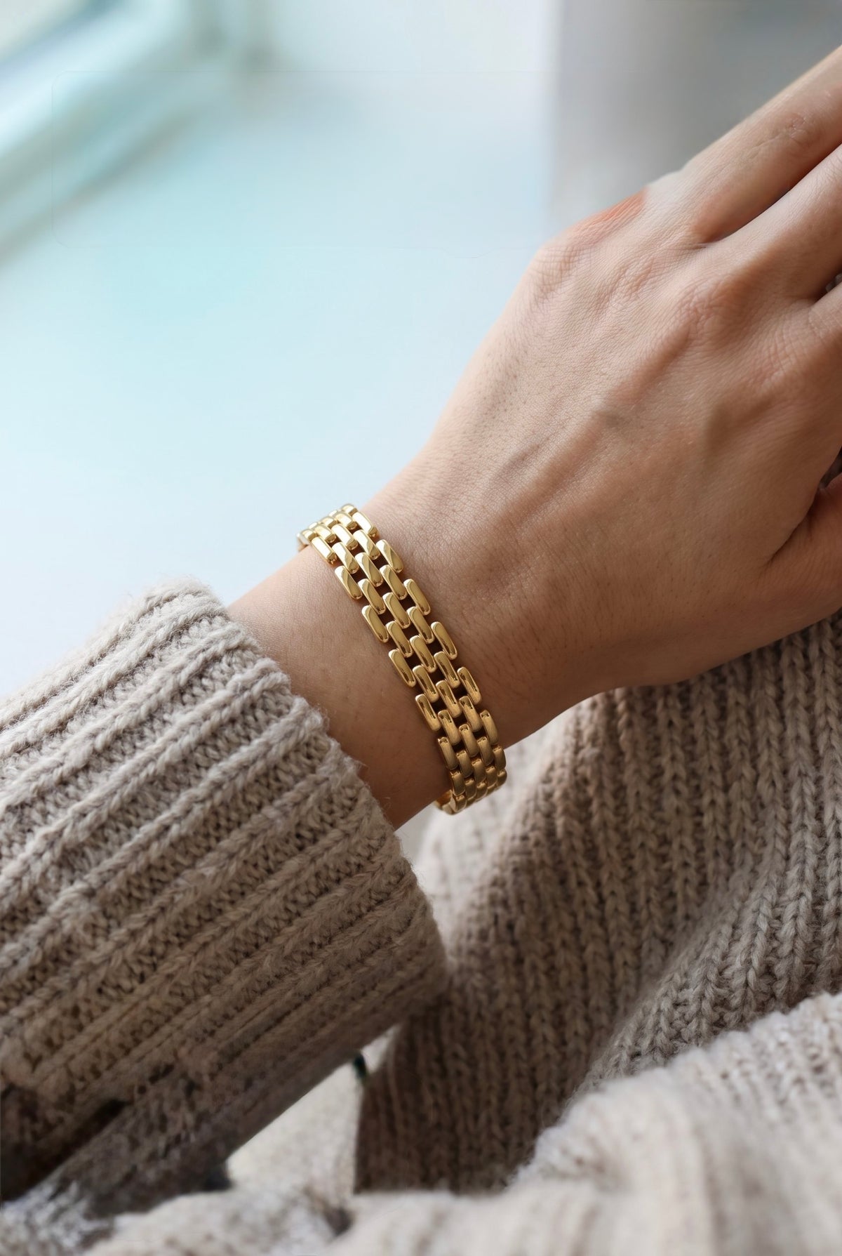 Grid Link Bracelet | Gold Plated Stainless Steel