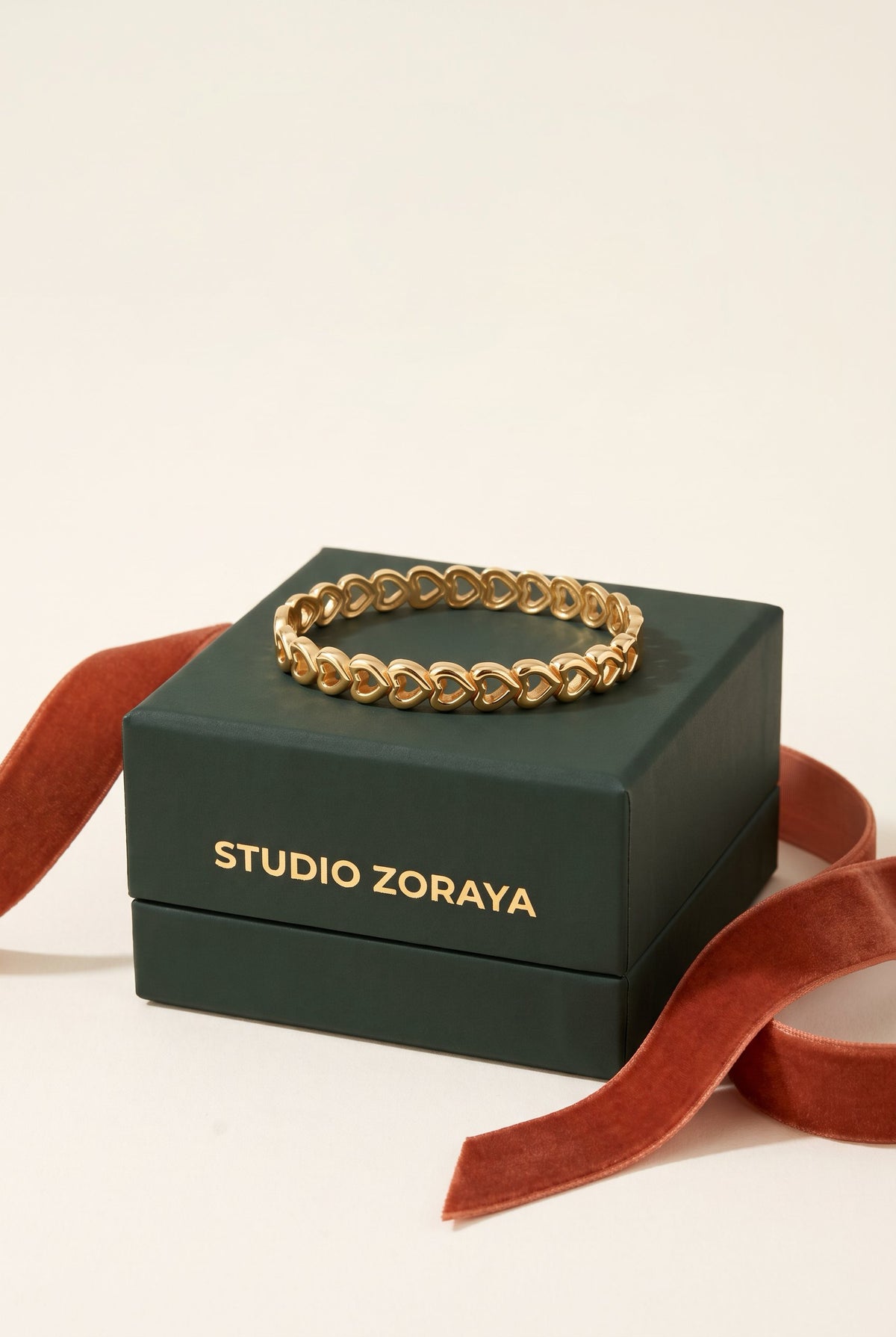 Linked Hearts Bangle | 18K Gold Plated Stainless Steel Interlocking Heart Cuff